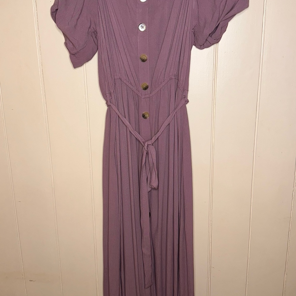 City Chic Tropical Tie Maxi Dress Plus Size M (18) Pink Woodrose - Picture 6 of 8